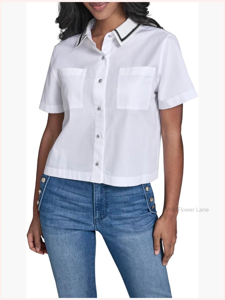 Short Sleeve Collared Neck Camp Shirt